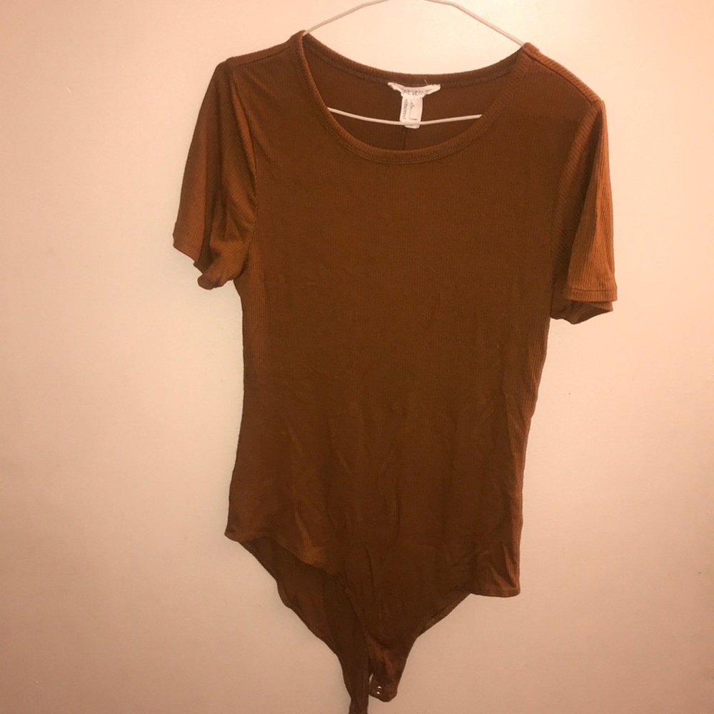 Brown basic tee bodysuit